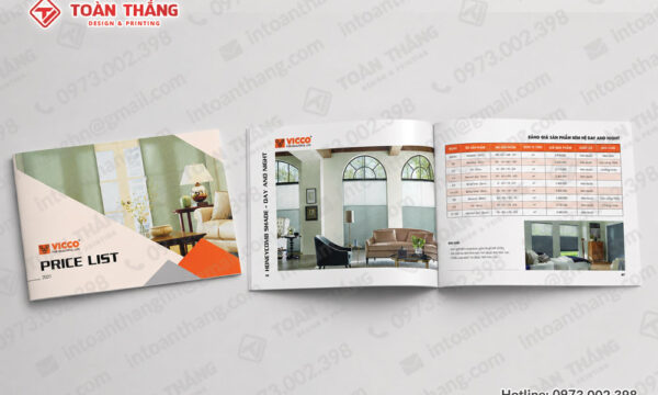 in catalogue giới thiệu công ty ghim giữa