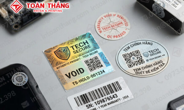 in tem bảo hành, tem vỡ, tem 7 màu