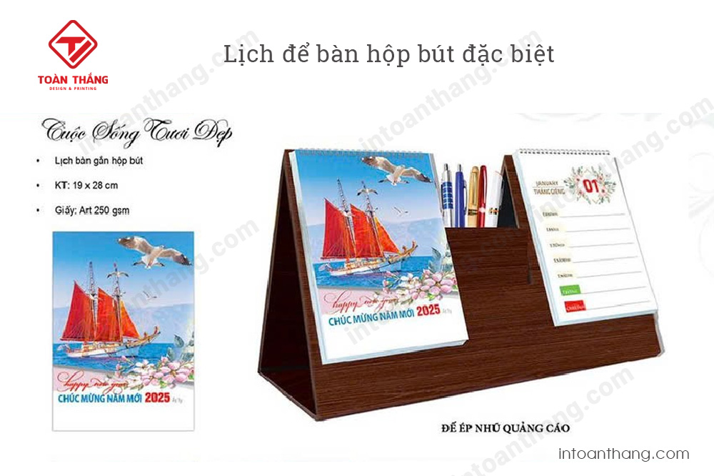 Lịch để bàn hộp bút đặc biệt