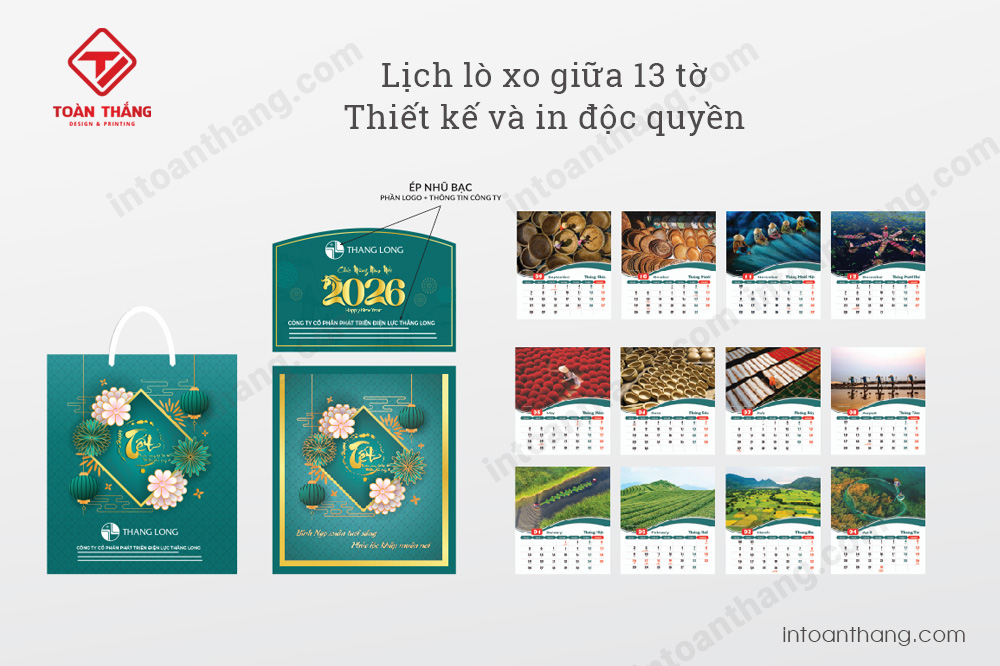 Lịch lò xo giữa 13 tờ độc quyền