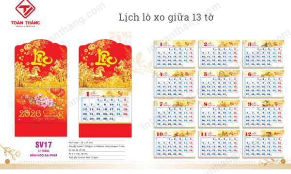 Lịch lò xo giữa 13 tờ