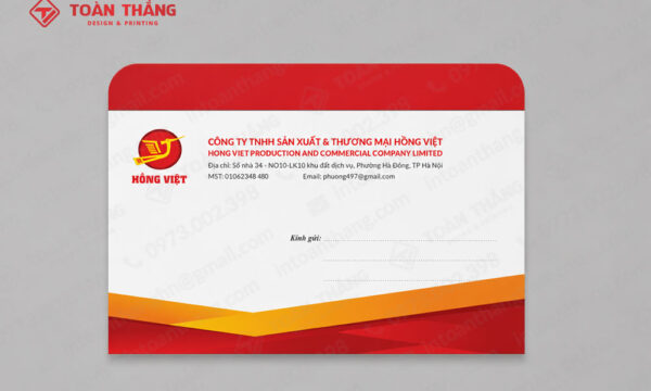 Mẫu phong bì A6 màu đỏ