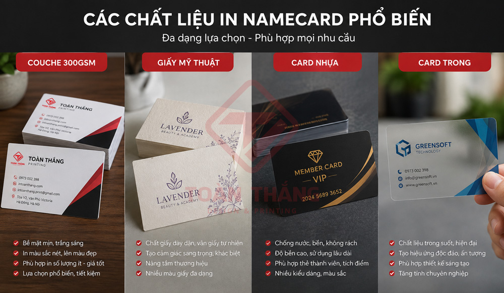 các chất liệu in namecard