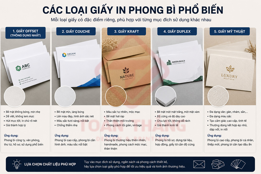 Các Loại giấy in phong bì