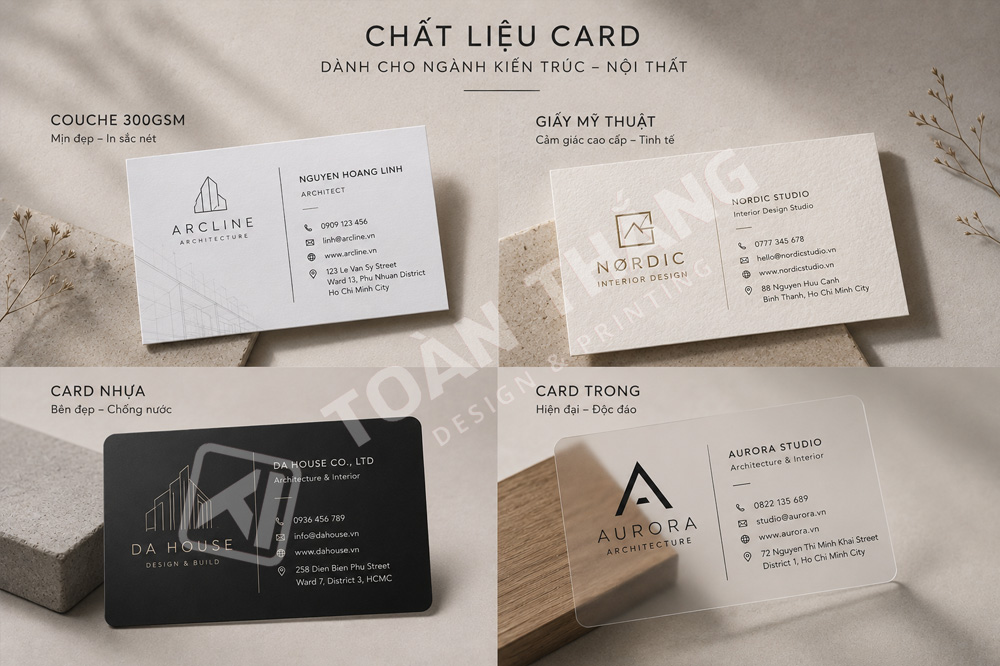 chất liệu in danh thiếp kiến trúc nội thất