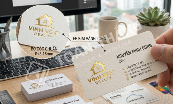 danh thiếp bất động sản giấy mỹ thuật ép kim