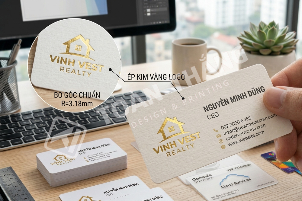 danh thiếp bất động sản giấy mỹ thuật ép kim