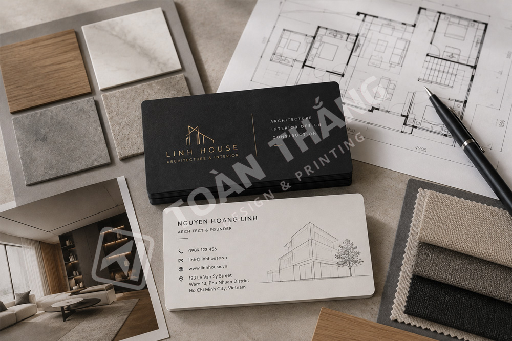 in danh thiếp kiến trúc sư và thiết kế nội thất