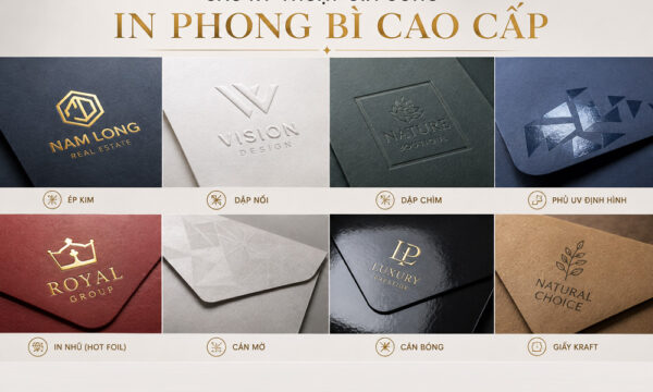 các kỹ thuật gia công in phong bì cao cấp ép kim dập nổi)
