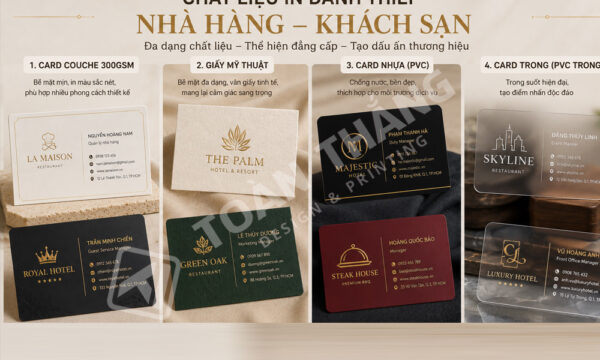 chất liệu in danh thiếp nhà hàng khách sạn