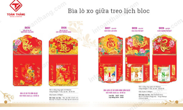 Bìa lò xo giữa treo lịch bloc