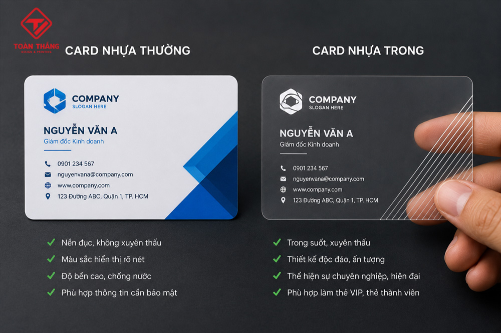 so sánh card nhựa và card nhựa trong