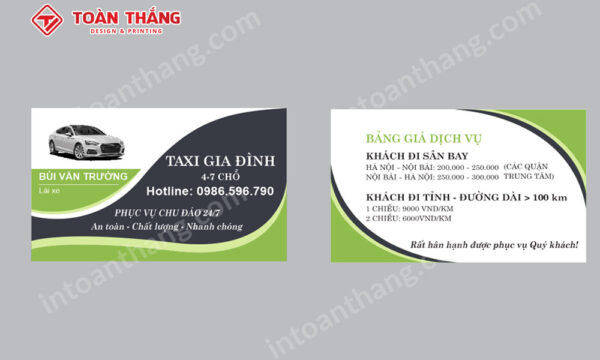 card visit tài xế taxi