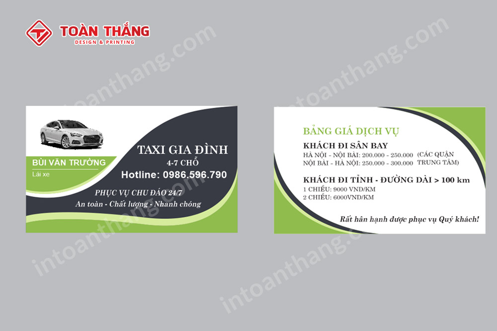 card visit tài xế taxi