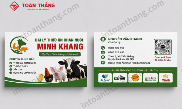 card visit thức ăn chăn nuôi có mã QR
