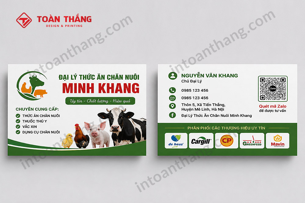 card visit thức ăn chăn nuôi có mã QR