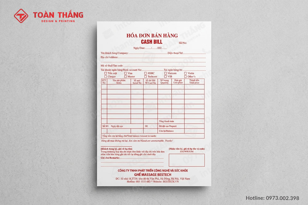 Mẫu hóa đơn bán hàng nhiều dòng