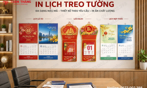 Các mẫu lịch treo tường Tết đa dạng thiết kế giúp doanh nghiệp quảng bá thương hiệu hiệu quả.