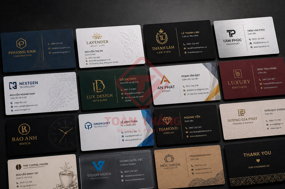 in namecard theo yêu cầu với nhiều mẫu thiết kế