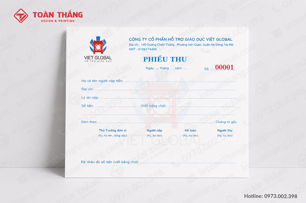 Mẫu phiếu thu