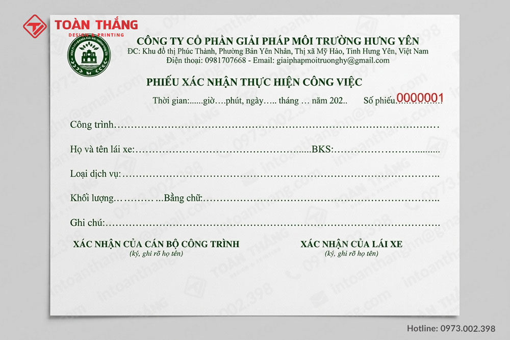 Mẫu phiếu xác nhận