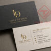 Mẫu namecard giấy mỹ thuật ép kim logo và tên thương hiệu.