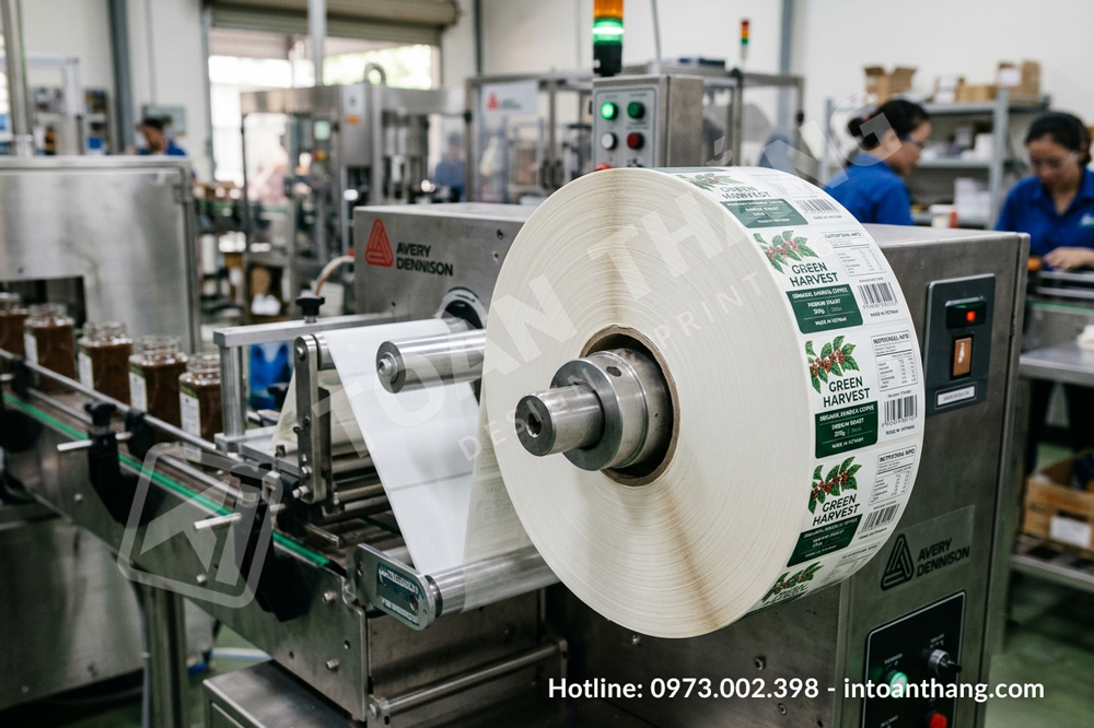 Cuộn tem decal giấy dùng cho sản phẩm thực phẩm và đồ uống