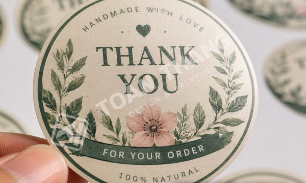 Cận cảnh tem decal giấy cán màng mờ chống lóa.