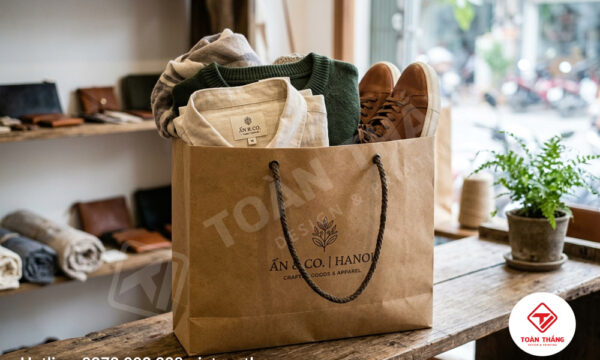 Mẫu túi giấy Kraft lớn in logo đựng quần áo thời trang