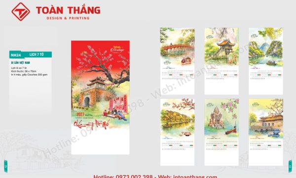 Lịch treo tường 7 tờ lò xo NH24