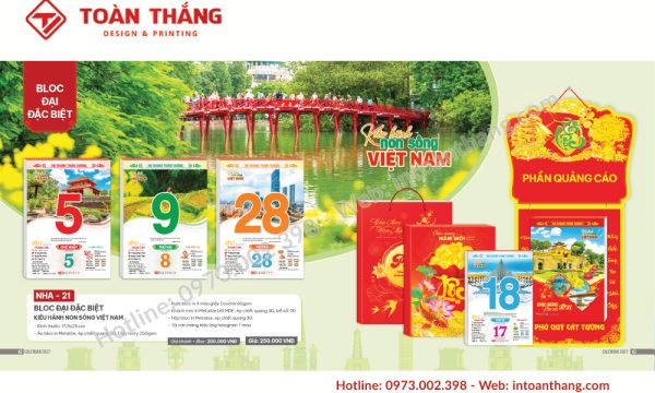 Mẫu lịch Tết 2027 kích thước 17x24cm NHA21