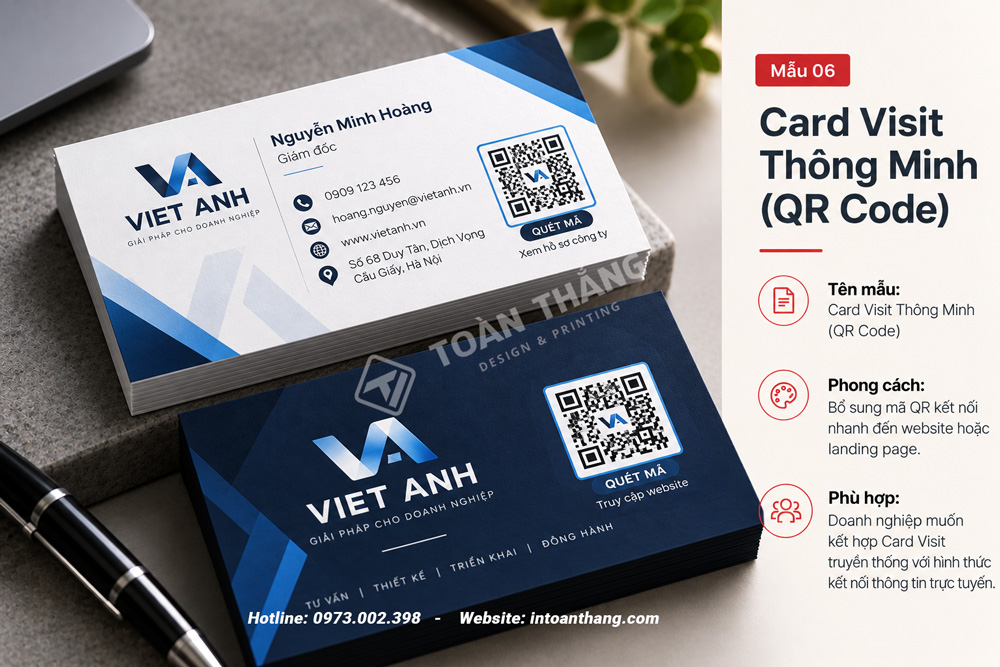 Mẫu card visit công ty tích hợp mã QR thông minh